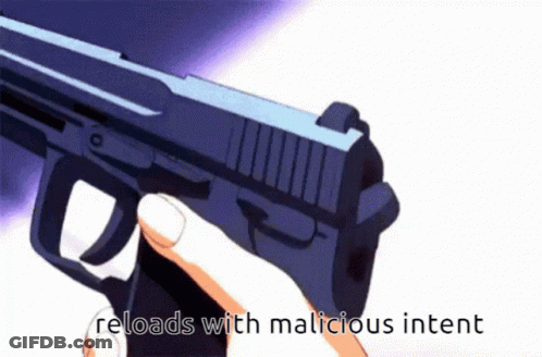 Person Holding Gun Saying Reloads With Malicious Intent GIF