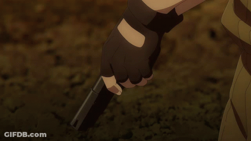 Person Holding Gun With Glove GIF