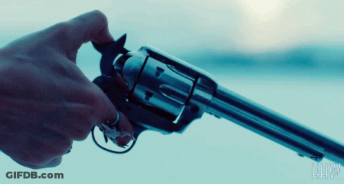 Person Holding Gun With HHW Letters GIF