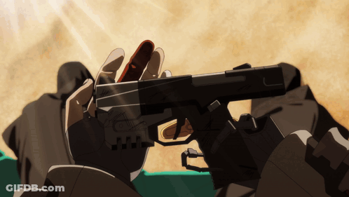 Person Holding Gun With Letter L GIF