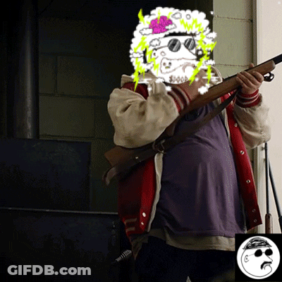 Person Holding Gun With Sheep On Head GIF