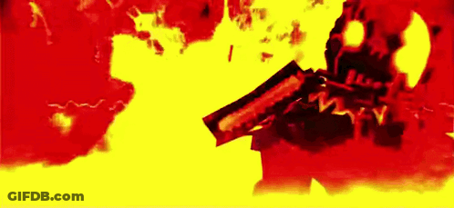 Person Holding Gun Yellow Red Background GIF