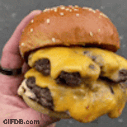 Person Holding Hamburger With Cheese GIF