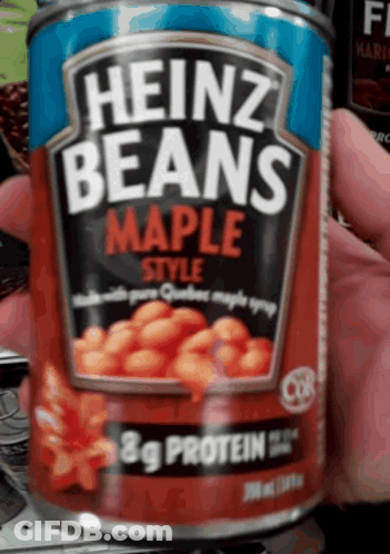 Person Holding Heinz Maple Style Beans Can GIF