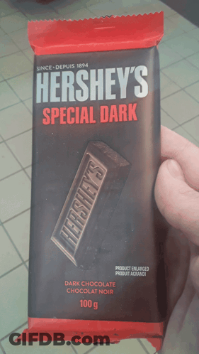 Person Holding Hershey's Special Dark Chocolate GIF