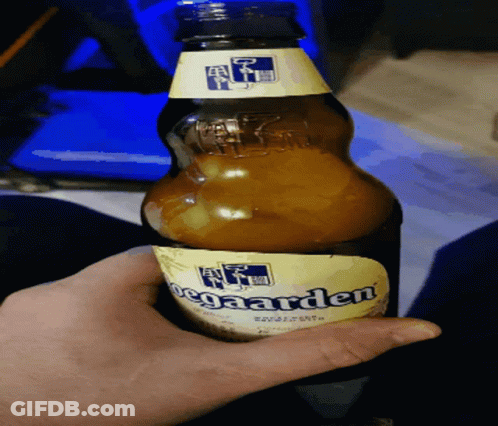 Person Holding Hoegaarden Beer GIF