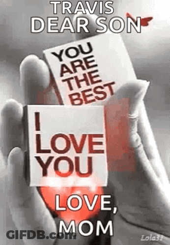 Person Holding I Love You Mom Card GIF