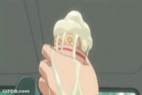 Person Holding Ice Cream Cone Overflowing GIF