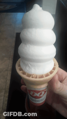 Person Holding Ice Cream Cone With DQ Logo GIF