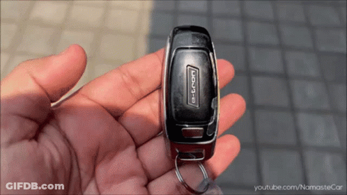Person Holding Key Saying E-Tron GIF