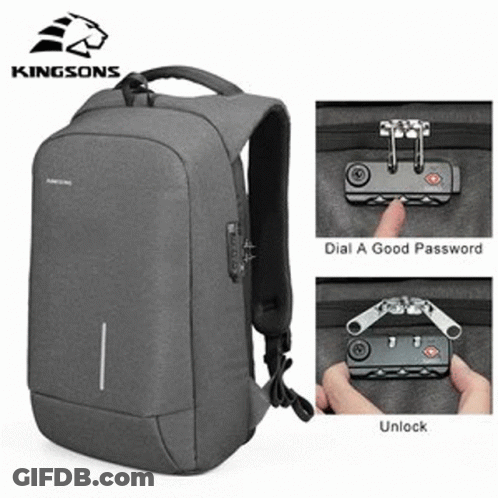 Person Holding Kingsons Backpack With Combination Lock GIF