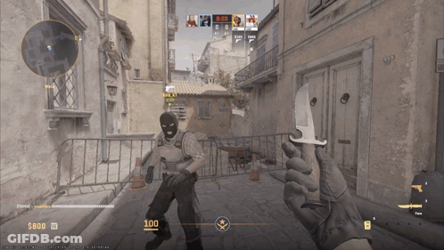 Person Holding Knife In Video Game With $800 GIF