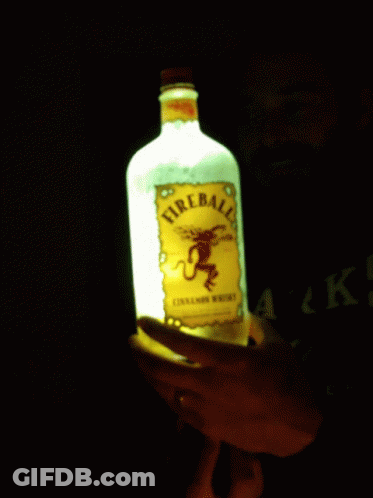 Person Holding Lit Fireball Whiskey GIF