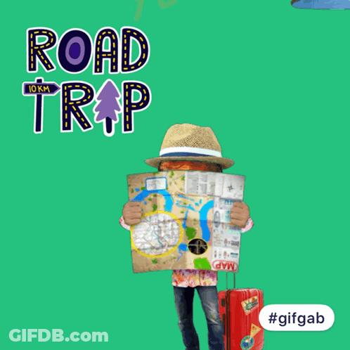 Person Holding Map Saying Road Trip 10 Km GIF