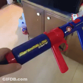 Person Holding Marshmallow Blaster Gun GIF