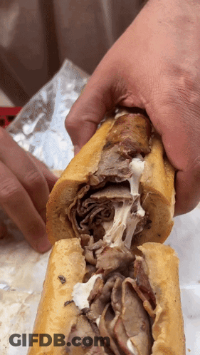 Person Holding Meat Sandwich GIF