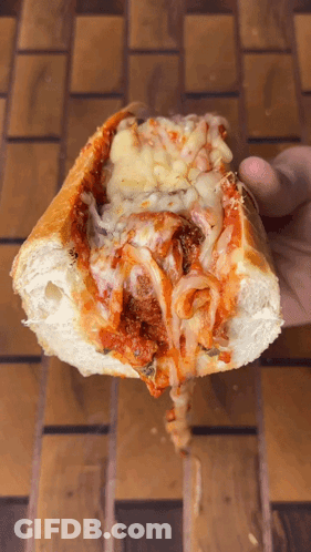 Person Holding Meatball Sandwich GIF