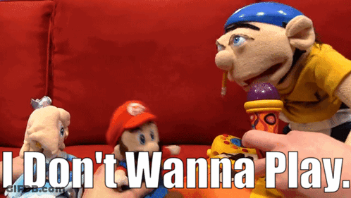 Person Holding Microphone Saying I Don't Wanna Play GIF