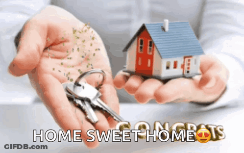 Person Holding Model House And Keys Home Sweet Homes GIF