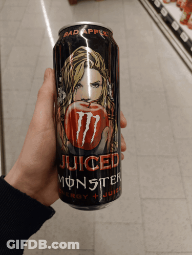 Person Holding Monster Juice Can GIF