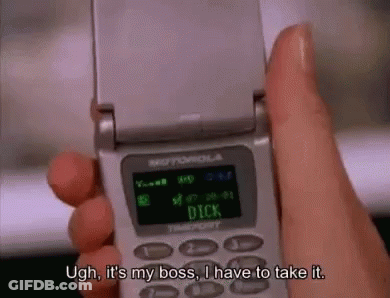 Person Holding Motorola Flip Phone Saying Ugh It's My Boss GIF