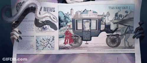 Person Holding Newspaper With Horse Drawn Carriage GIF
