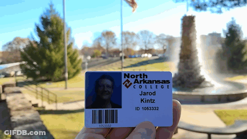 Person Holding North Arkansas College ID GIF
