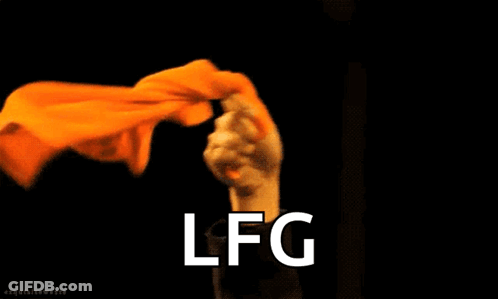 Person Holding Orange Cloth Saying LFG GIF