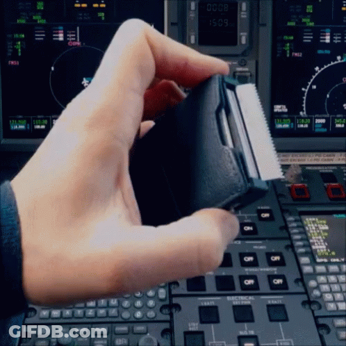 Person Holding Paper By Control Panel Saying Off GIF