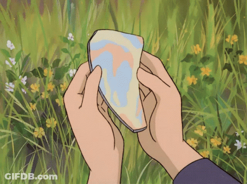 Person Holding Paper In Flower Field GIF