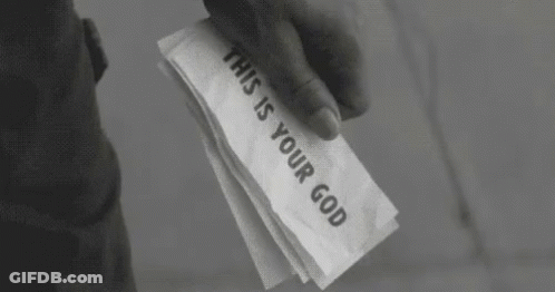 Person Holding Paper Saying This Is Your God GIF