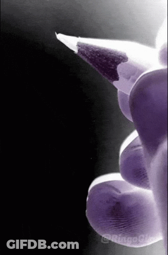 Person Holding Pencil Purple Background GIF