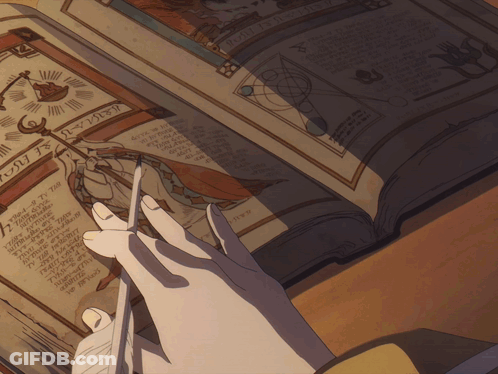 Person Holding Pencil With Harry Potter And The Deathly Hallows Book GIF