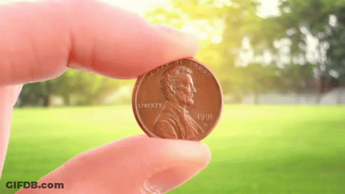Person Holding Penny Saying Liberty GIF