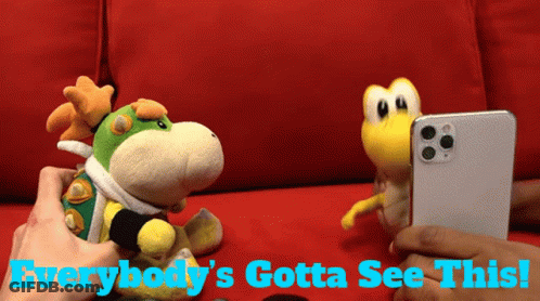 Person Holding Phone With Stuffed Animal Saying Everybody's Gotta See This GIF