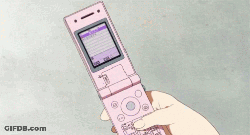 Person Holding Pink Flip Phone With Purple Screen GIF
