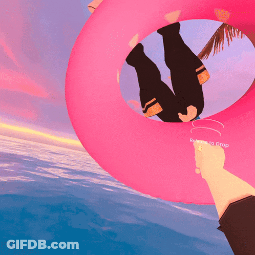 Person Holding Pink Float Remote To Drop GIF
