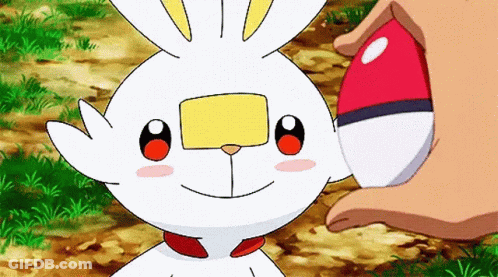 Person Holding Pokeball Over Rabbit Head GIF
