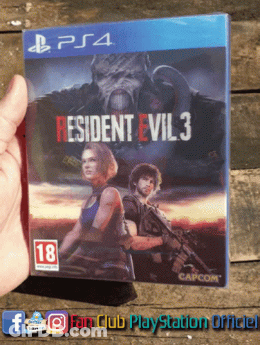 Person Holding PS4 Resident Evil 3 Game GIF