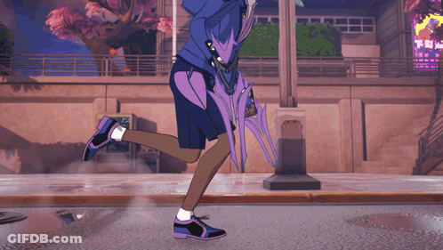 Person Holding Purple Umbrella While Running GIF