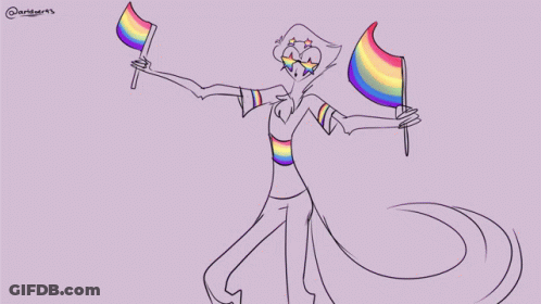 Person Holding Rainbow Flags GIF