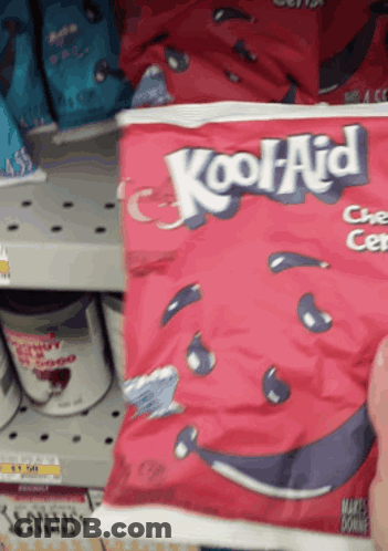 Person Holding Red Bag Of Kool Aid GIF