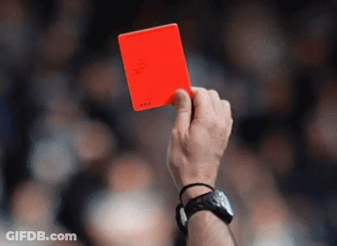 Person Holding Red Card Saying Referee GIF