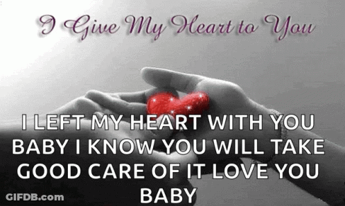Person Holding Red Heart Saying I Gave My Heart To You GIF