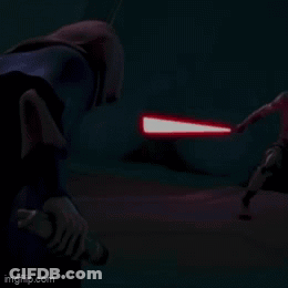 Person Holding Red Lightsaber GIF