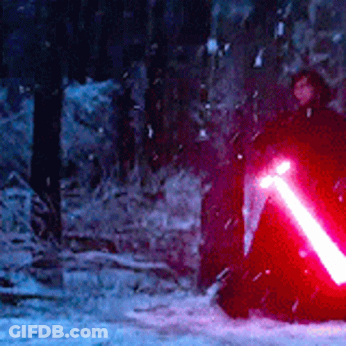Person Holding Red Lightsaber In Snow GIF