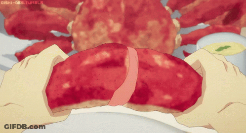 Person Holding Red Meat Oishi Des Tumblr GIF