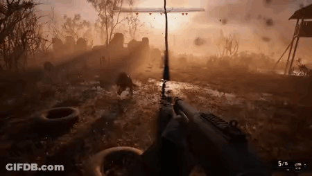 Person Holding Rifle With Running Dog GIF