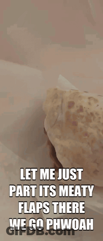 Person Holding Sandwich Let Me Just Part Its Meaty Flaps GIF