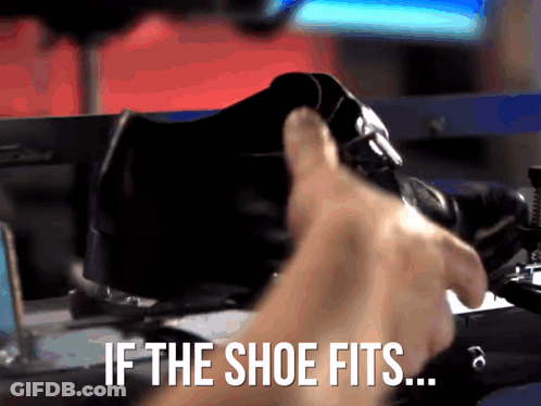 Person Holding Shoe Saying If The Shoe Fits GIF
